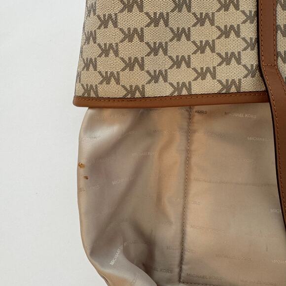 Michael Kors Signature Emry Large Tote Bag Zip Closure Shoulder Handbag Brown - Picture 10 of 13